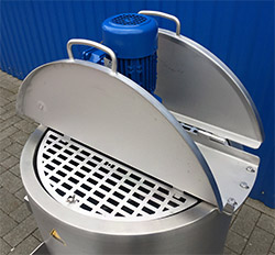 RVS tank met elektrische verwarming, verwarmbare RVS tank, mengtank, opslagtank met verwarming, thermostaat, roerwerk, INOX tank, smelttank