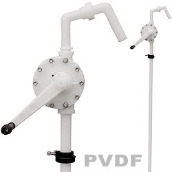 PVDF hand pump, hand crank rotary pump, rotary hand pump suitable for pumping low-viscosity aggressive liquids and chemicals such as acids and alkalis