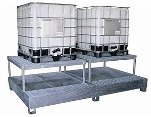 steel IBC bund, sump pallet, steel ibc spill containment, spill tray, galvanized steel, grid, platform