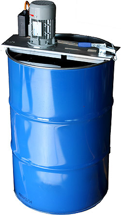 drum agitator, drums, agitators, mixers, drum mixer, mixing, 55 gallon, 200 liter, open top, steel drum