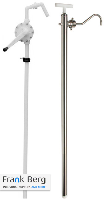 Hand pumps for drums in PVDF or stainless steel, barrel hand pump