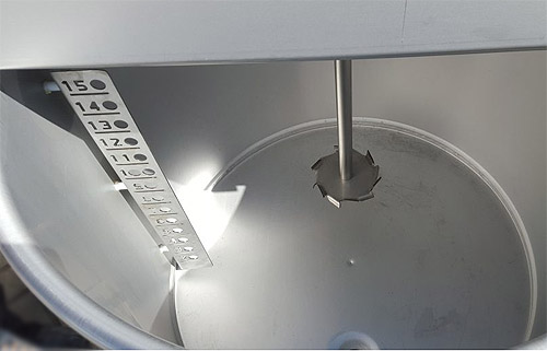 RVS mengtank, literschaal, dissolver schijf