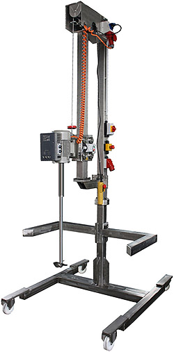 statiefroerwerk, statief mixer, menger op statief, statiefmenger, hefinrichting